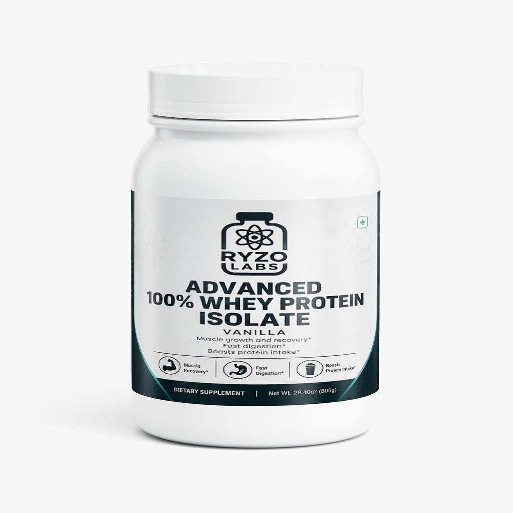 Whey protein isolate vanilla for muscle recovery and lean muscle growth by Ryzo Labs