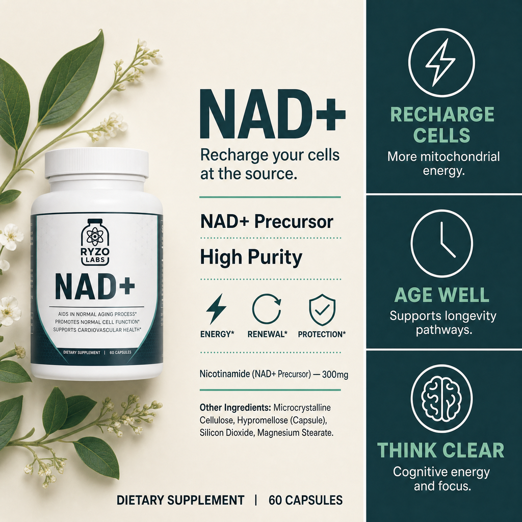 NAD+ ingredients and benefits chart by Ryzo Labs